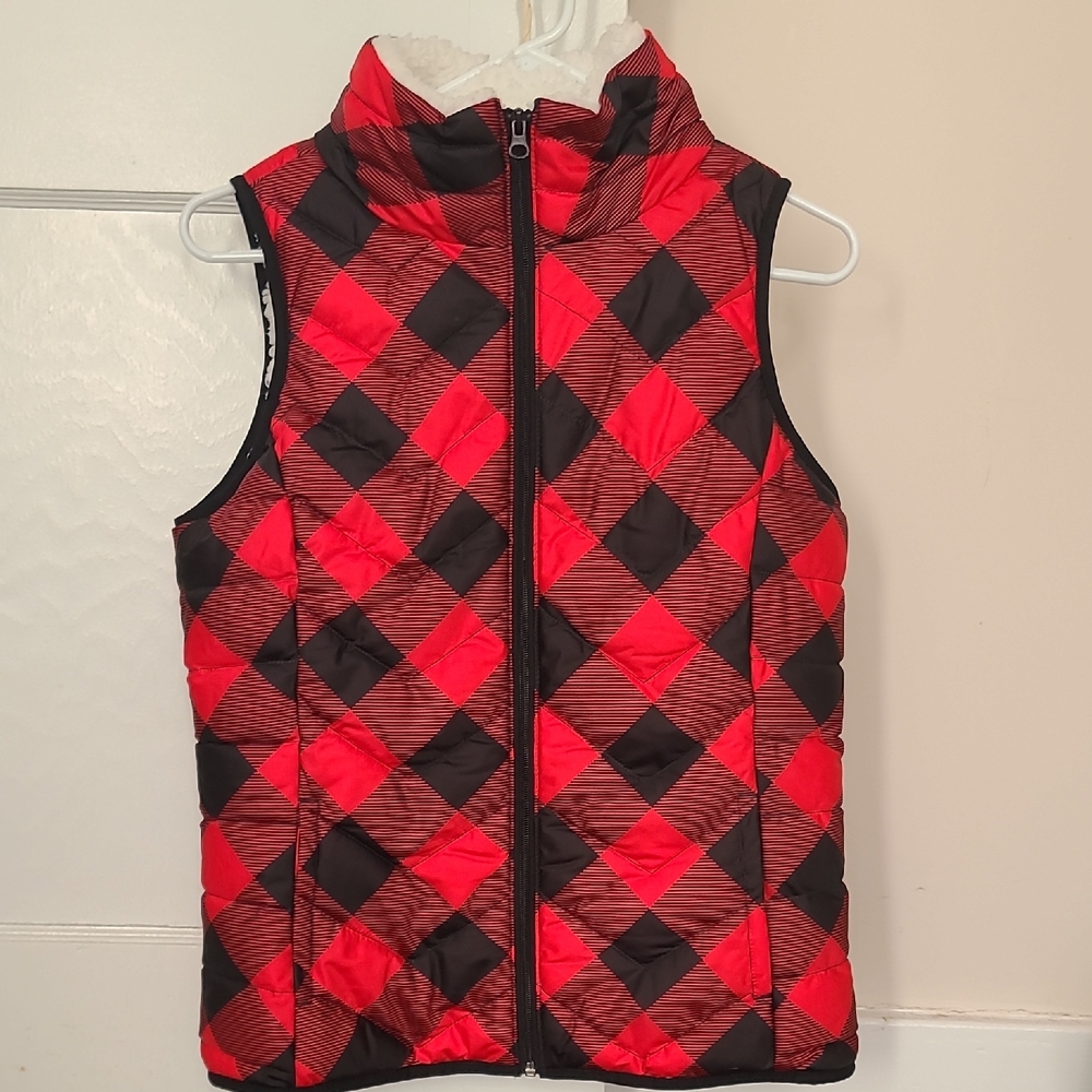 SO Red and Black Plaid Accent Vest
